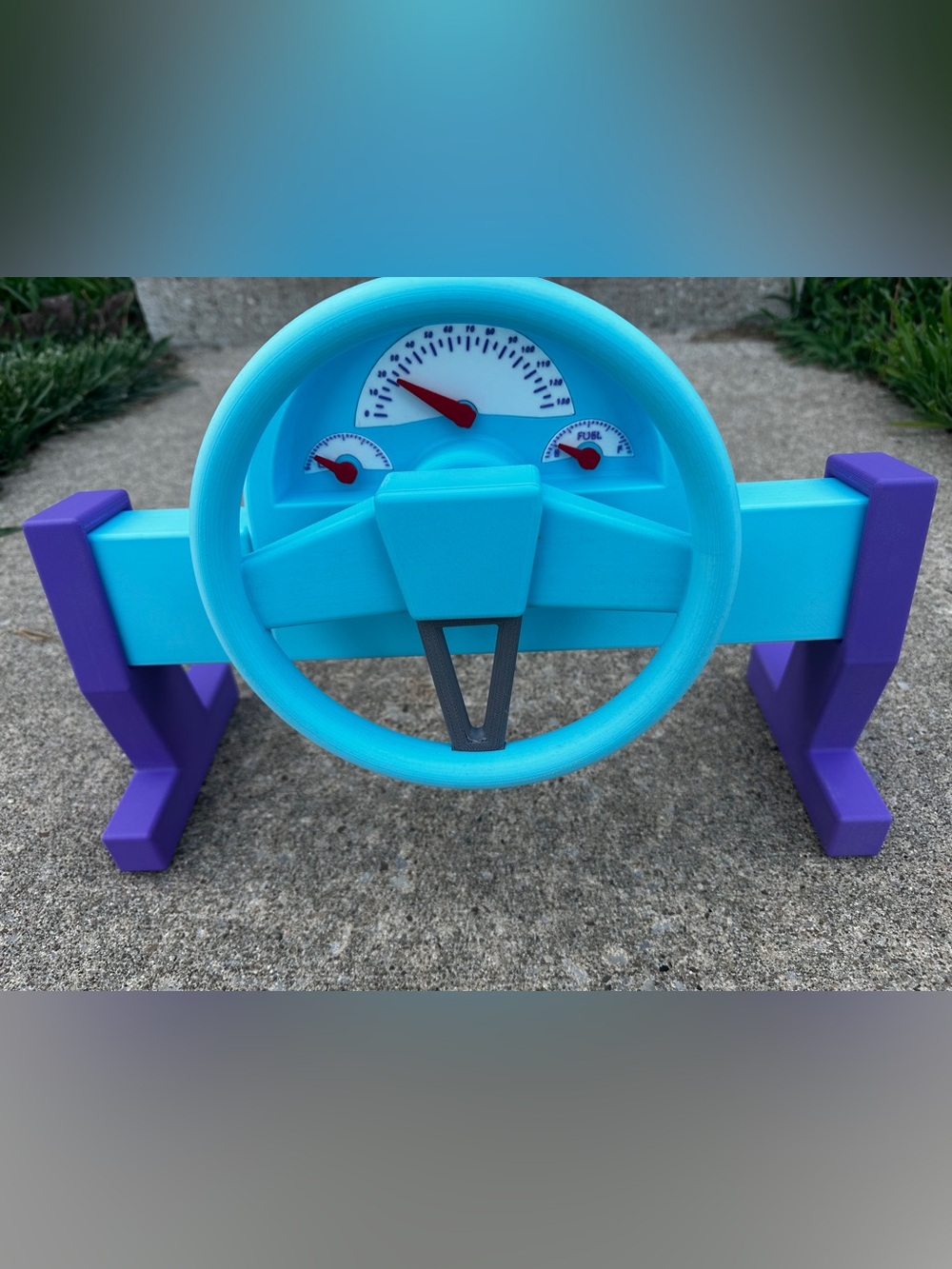 3D Printed Kids Blue and Purple Play Steering Wheel Toy - one of a kind!